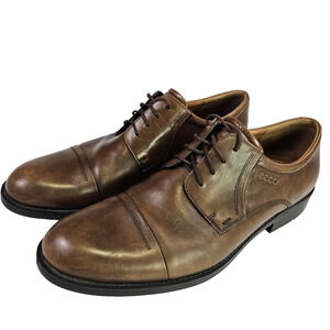 ECCO Vitrus ll Oxford Leather Shoe Mens 47 Cap Toe Brown Wedding Quiet Luxury